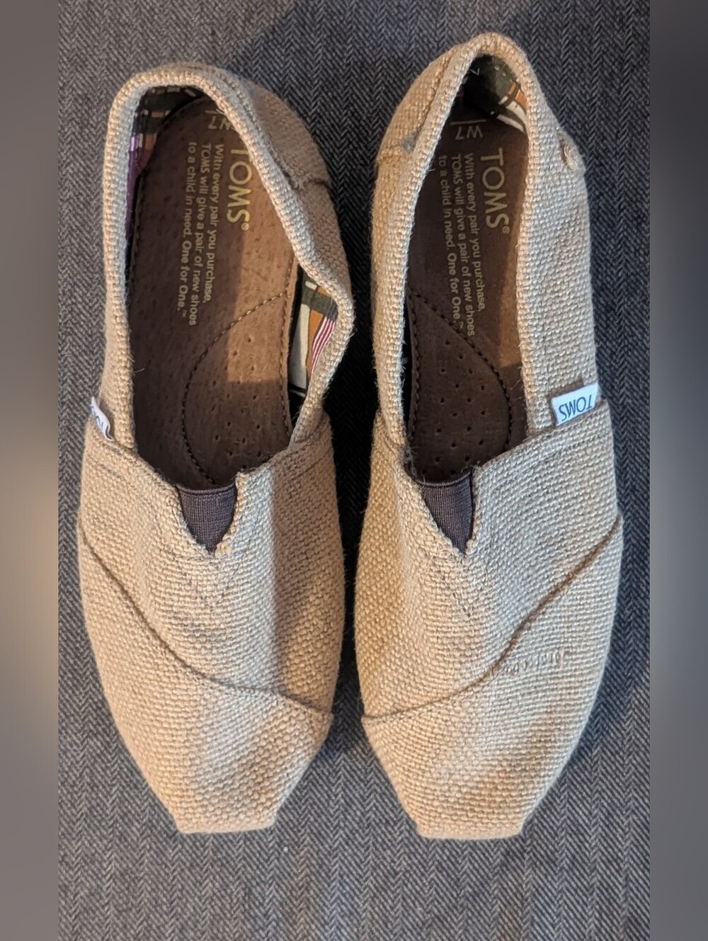 TOMS Beige Woven Slip-On Flats